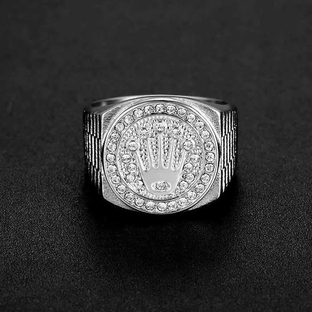 Crown & Shield Signet Ring — Gold Silver, Stainless Steel