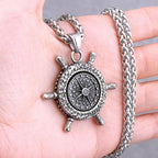 Odin Rune Vegvisir Pendant Necklace — Stainless Steel