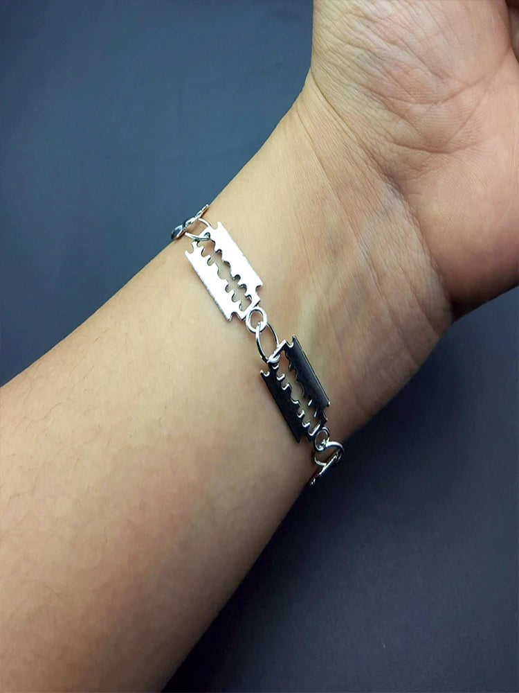 Gothic Razor Blade Bracelet & Pendant Necklace — Stainless Steel