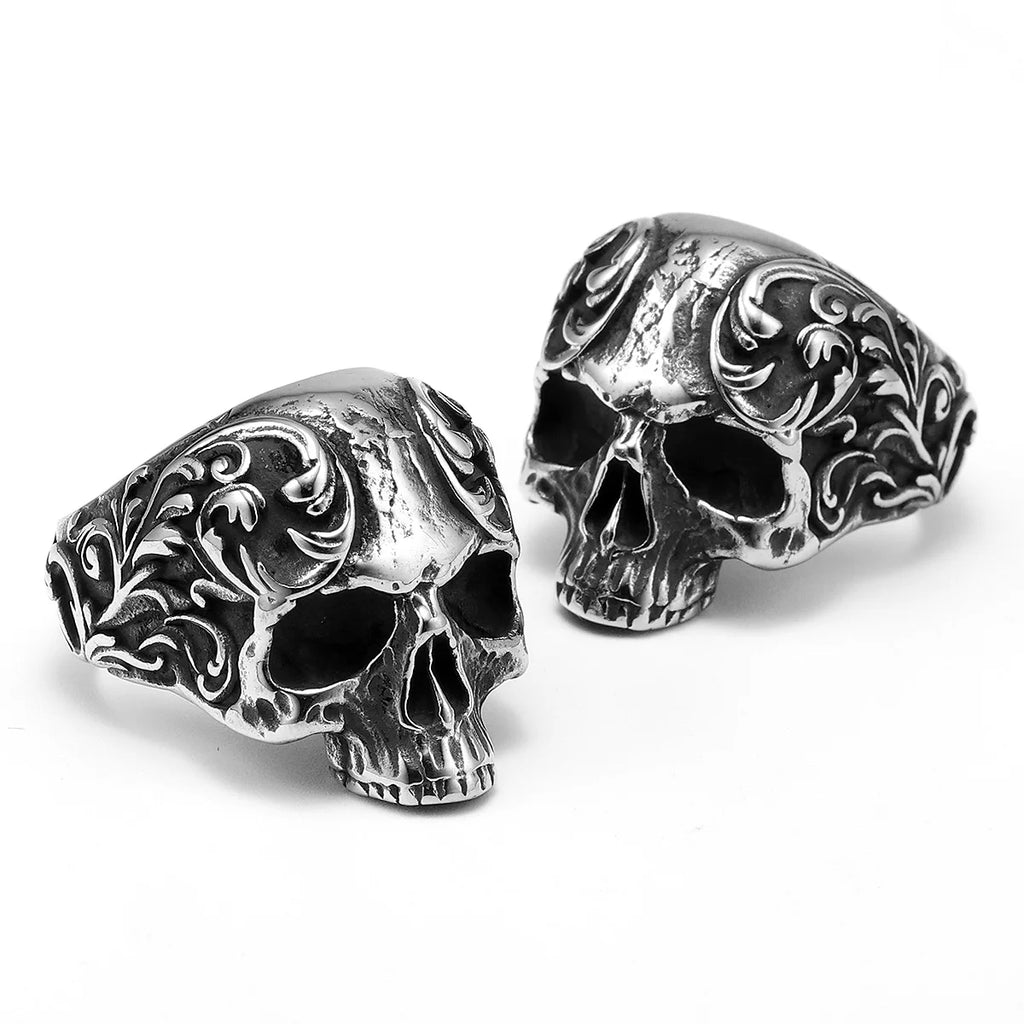 Carved Skull Ring — Stainless Steel