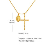 Vintage Virgin Mary Cross Pendant Necklace for Men, Fashion Stainless Steel Beaded Chain Necklace, Religious Prayer Jewelry