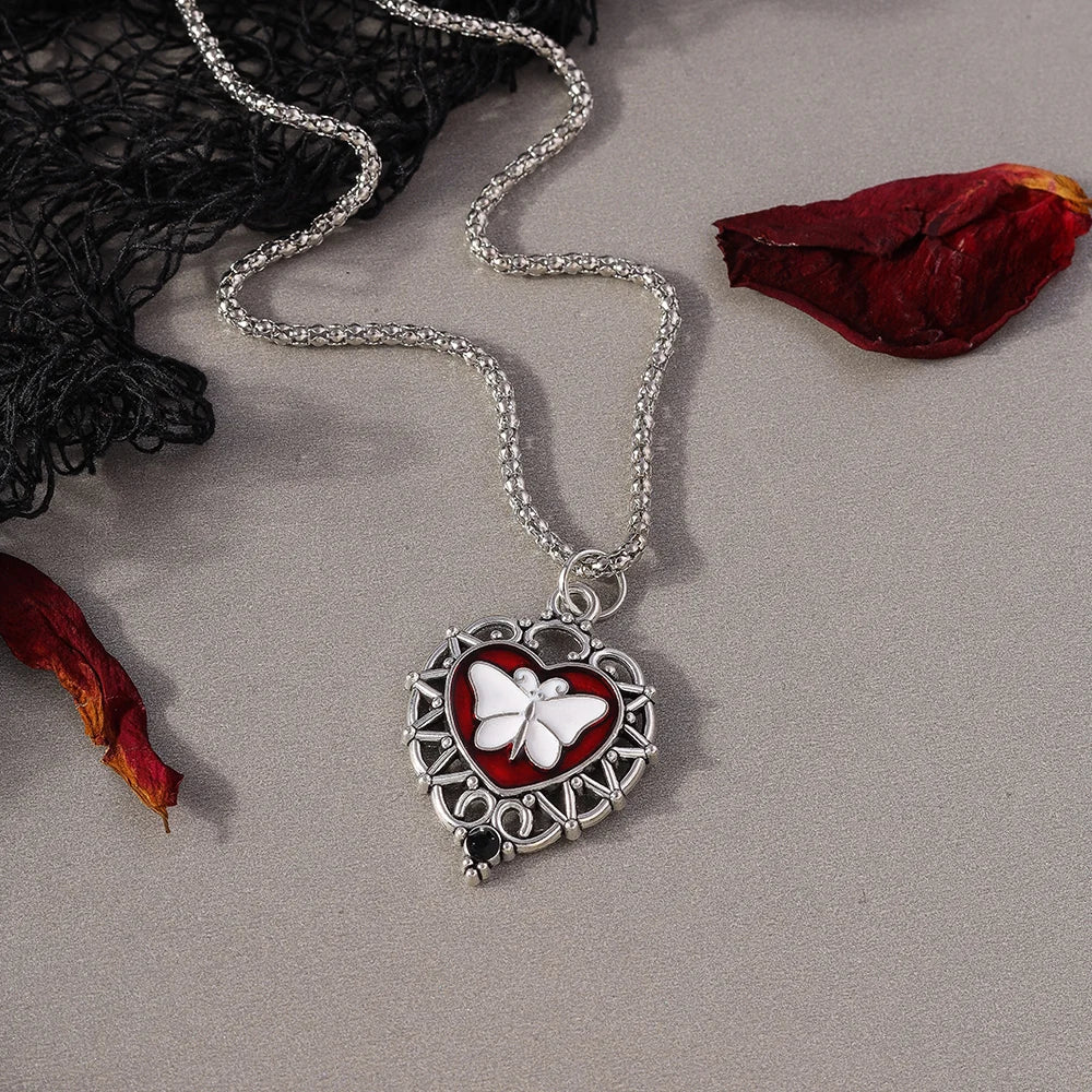 Gothic Skull Love Heart Necklace for Women Men Religious Crucifix Necklaces Punk Jewelry Gifts