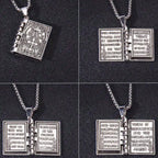 1pc Fashion Polished Alloy Bible Book Design Pendant Necklace For Men And Women Vintage Flipped Bible Necklace Gifts For Friend