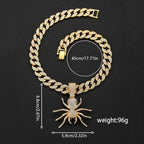 Bold Hip Hop Cuban Chain Necklace with Spider Pendant – Trendy Men's Gothic Jewelry, Punk Streetwear Accessory
