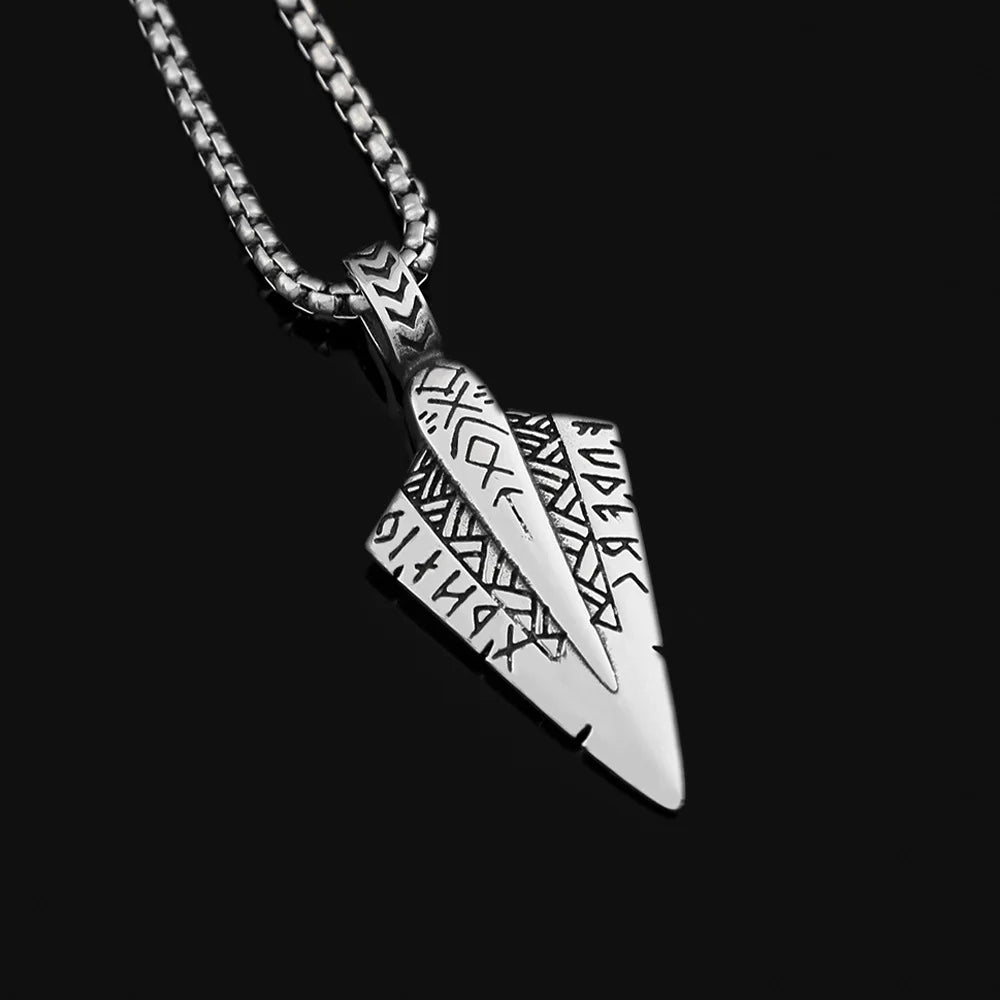 Fashion Retro Viking Rune Spear Pendant for Women Charm Nordic Stainless Steel Men Necklace Popular Valentine's Day
