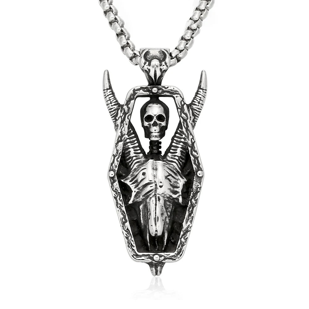 Gothic Skull Pendant Necklace — Stainless Steel