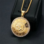 Ancient Egypt The Eye of Horus Pendant Gold Male Color Stainless Steel Zircon Round Necklace for Men Egyptian Jewelry Gift 2025