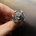 Retro Mahakala Mask Ring For Men Silver Color Punk Gothic Rock Hiphop Adjustable Open Ring Jewelry Biker Accessories