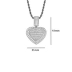 Iced Out Heart Photo Pendant Necklace