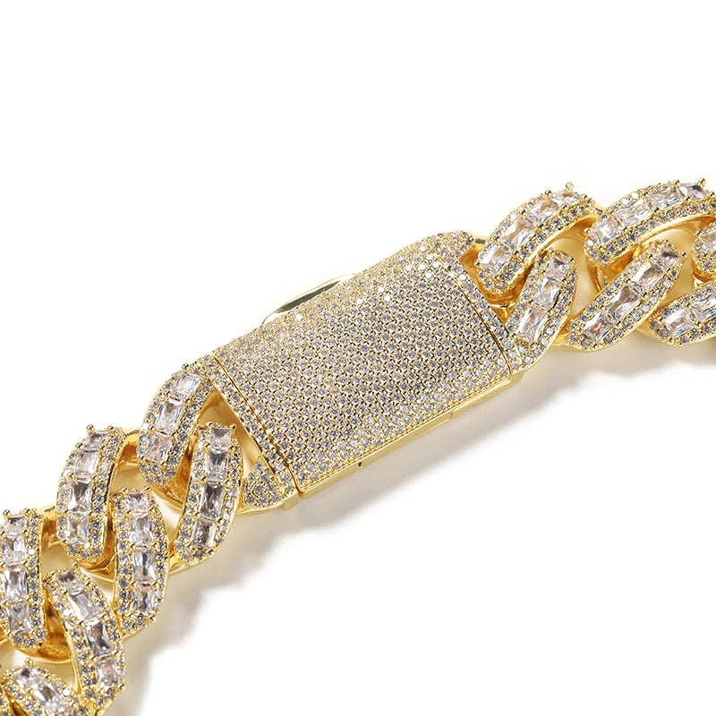 Iced Out CZ Cuban Miami Link Chain Necklace 25mm — Two-Tone