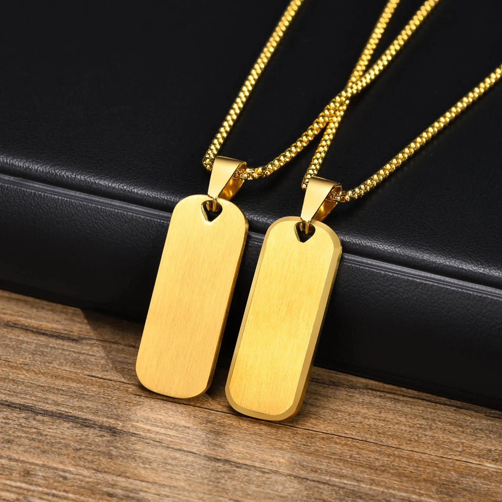 Rectangle Bar Box Chain Pendant — Stainless