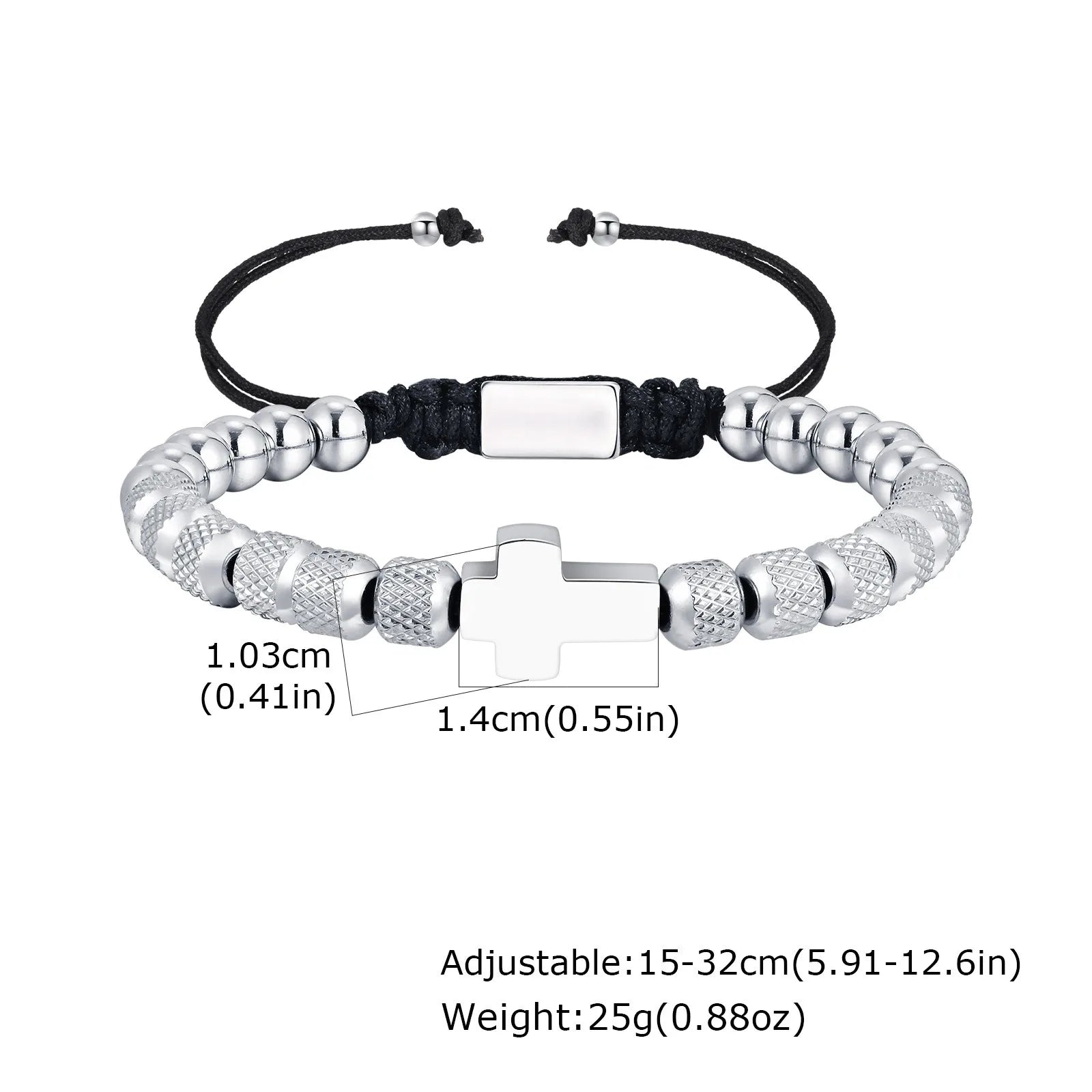 Cross Pineapple Bead Bracelet — Stainless Steel