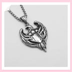 Double Wings Eagle Shield Pendant — Stainless Steel