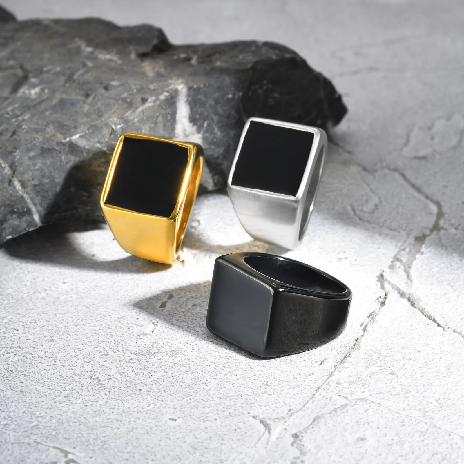 Square Signet Ring — Stainless Steel