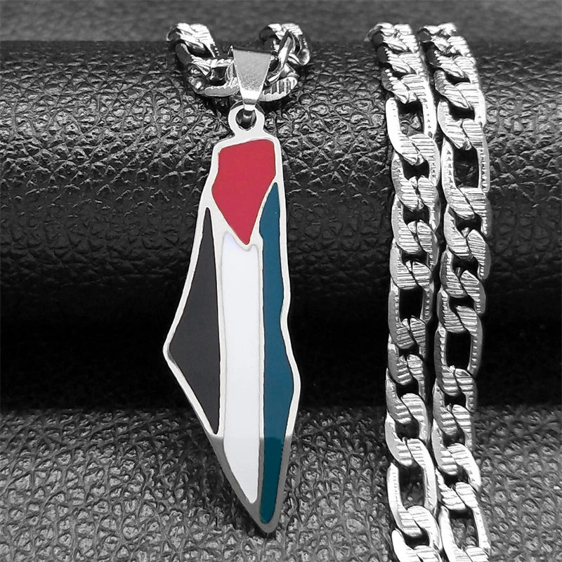 Israel-Palestine Map Pendant Necklace — Gold-Tone