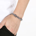 Kalen Vintage Stainless Steel Twisted Barbed Wire & Wrapped Cuban Bracelet Men‘s Adjustable Gothic Punk Women’s Wrist