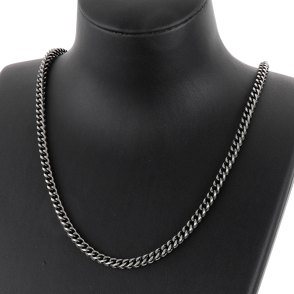 Vintage 4.5MM Curb Link Chain Necklace Man Stainless Steel Men's Chain Necklaces Choker for Man 50/55/60CM Long Viking