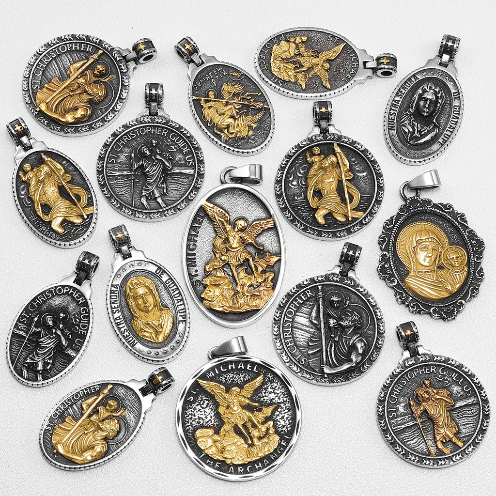 Angel Jesus Virgin Mary Pendant — Stainless Steel
