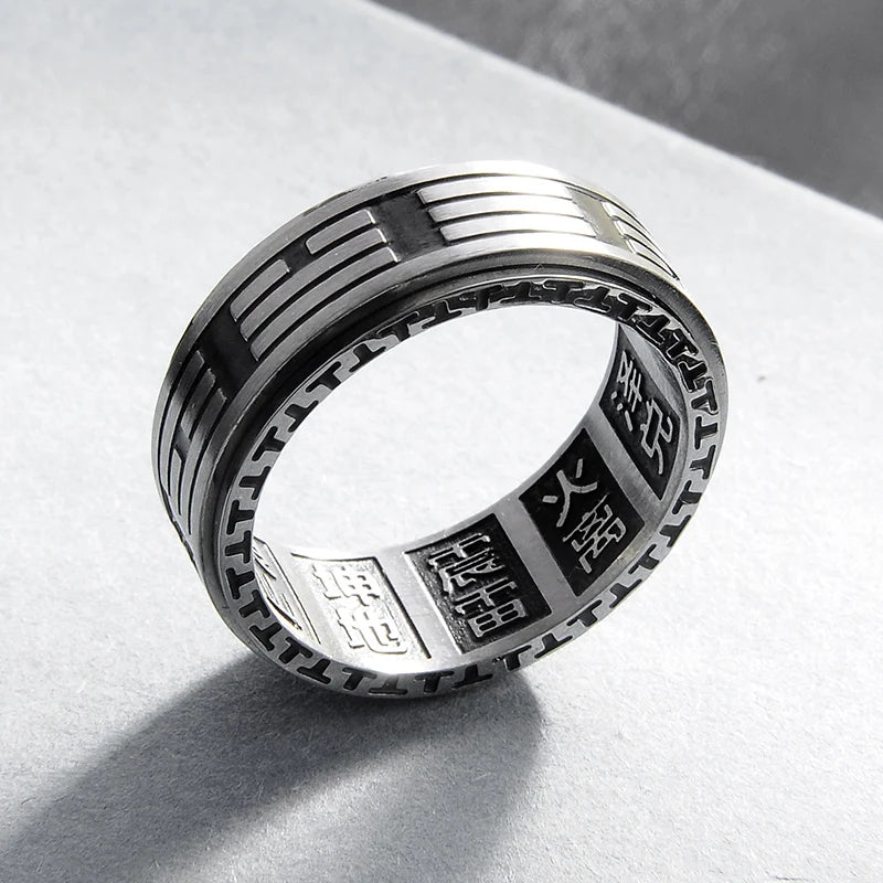 Stainless Steel Tai Chi Spinner Ring Statement