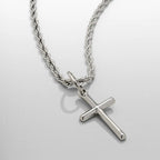 Stainless Steel Cross Pendant Necklace for Men Boys 18K Gold Plated Silver Simple Twisted Chain Fashionable Jewelry Beach Party