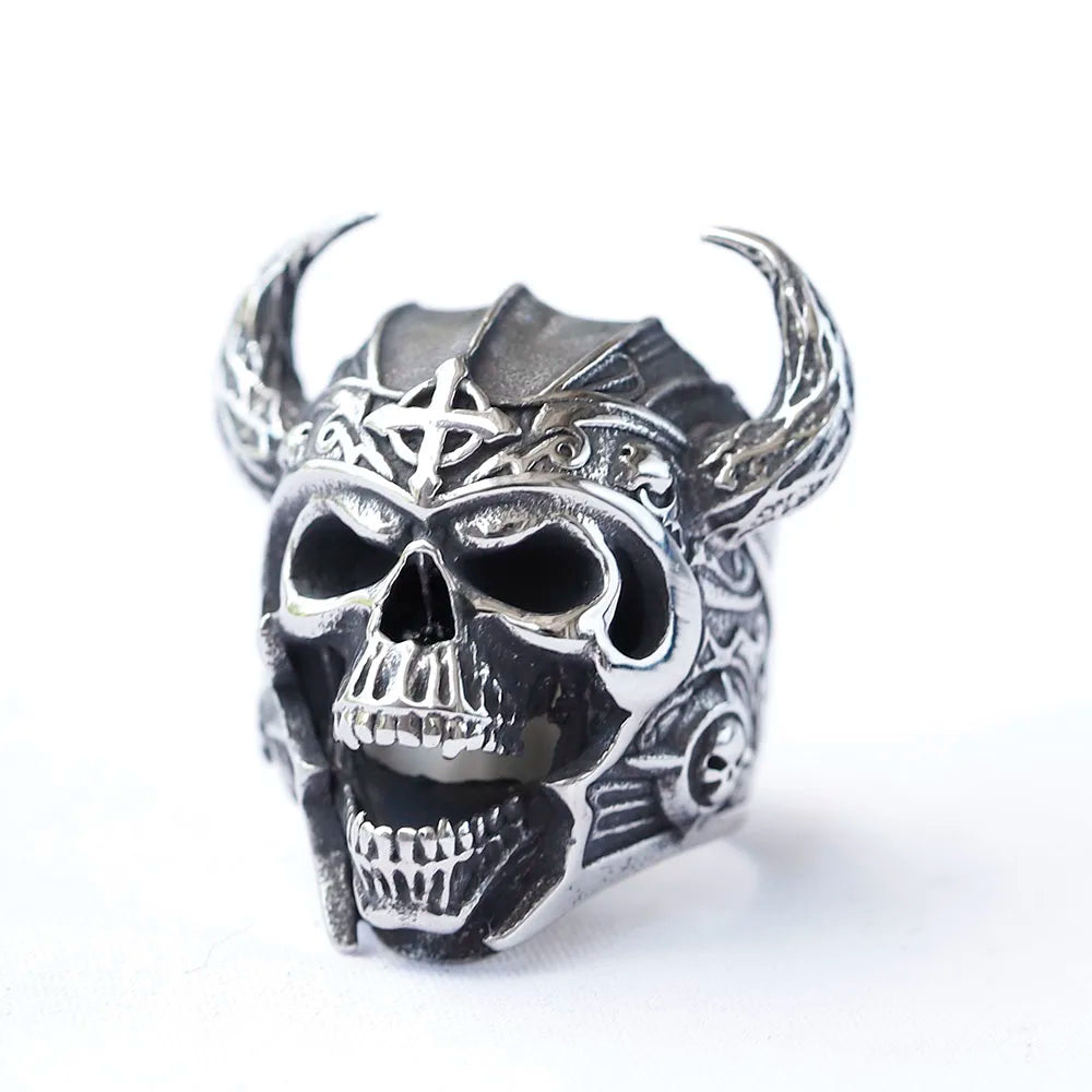 Nordic Viking Skull Ring for Men — 316L Stainless Steel