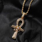 Shining Iced Out Ancient Egyptian God Eye of Horus Cross Pendant Necklace for Men and Women Hip Hop Trendy Amulet