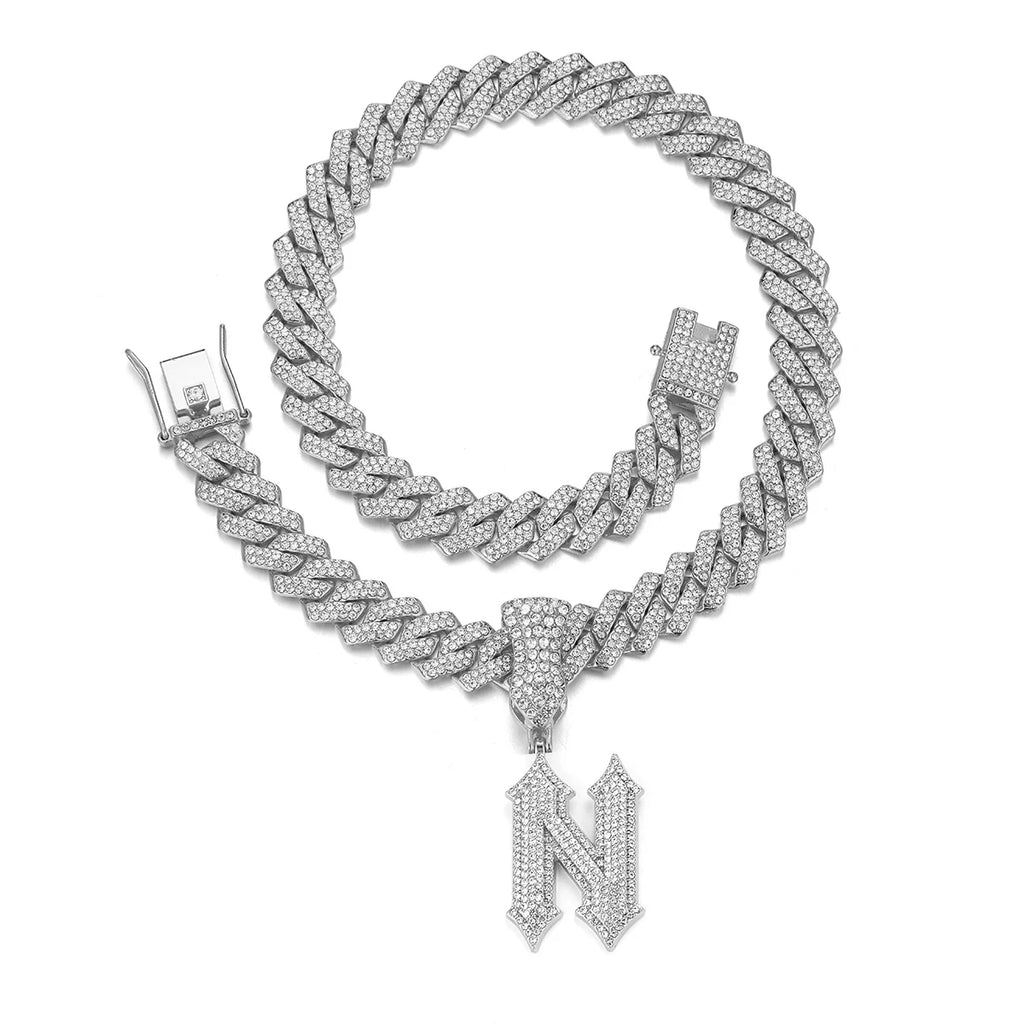 Fashion Shining A-Z Letter Pendant Zircon Inlaid Charm Necklace 26 Initial Alphabet Name Clavicle Chain Party Jewelry Gift