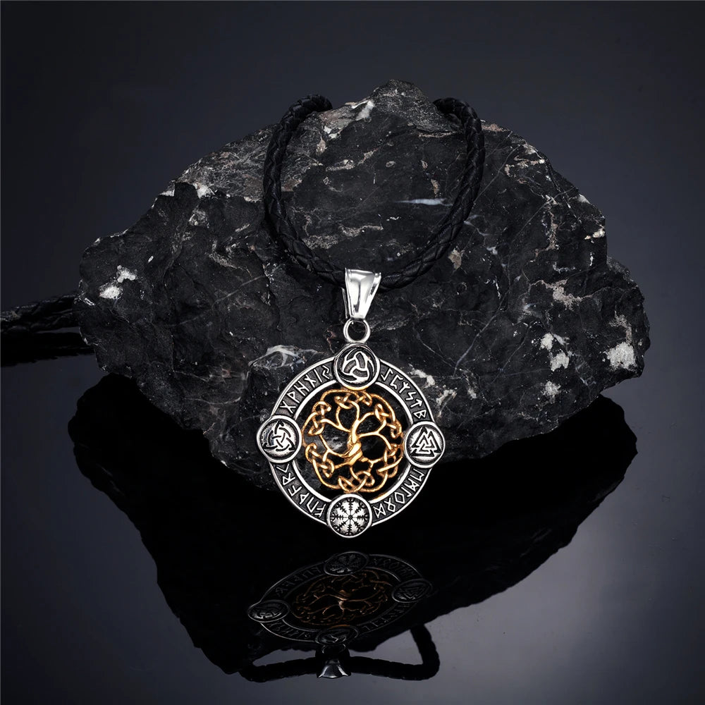Norse Life Tree Pendant Necklace — Gold-Tone