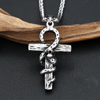 Snake Cross Pendant — Stainless Steel