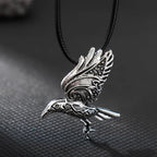 Vintage Nordic Viking Crow Totem Pendant Necklace for Men