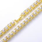 Hip Hop Iced Out Tennis Bracelet Necklace Men 4mm Tennis Chain Fashion Gold Color Jewelry Women Link 18/20inch Choker