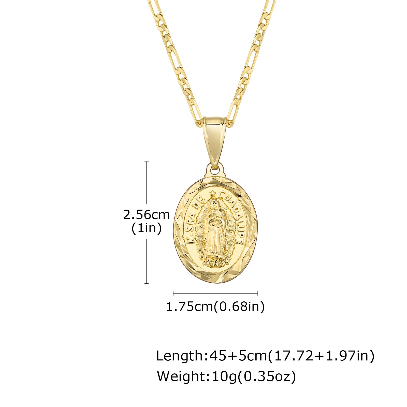 Virgin Mary Figaro Chain Pendant — SS