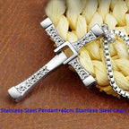 60cm Length Stainless Steel Pendant Necklace Solid 78*45mm Big Size Cross Men Waterproof Neck Jewelry Drop Shipping