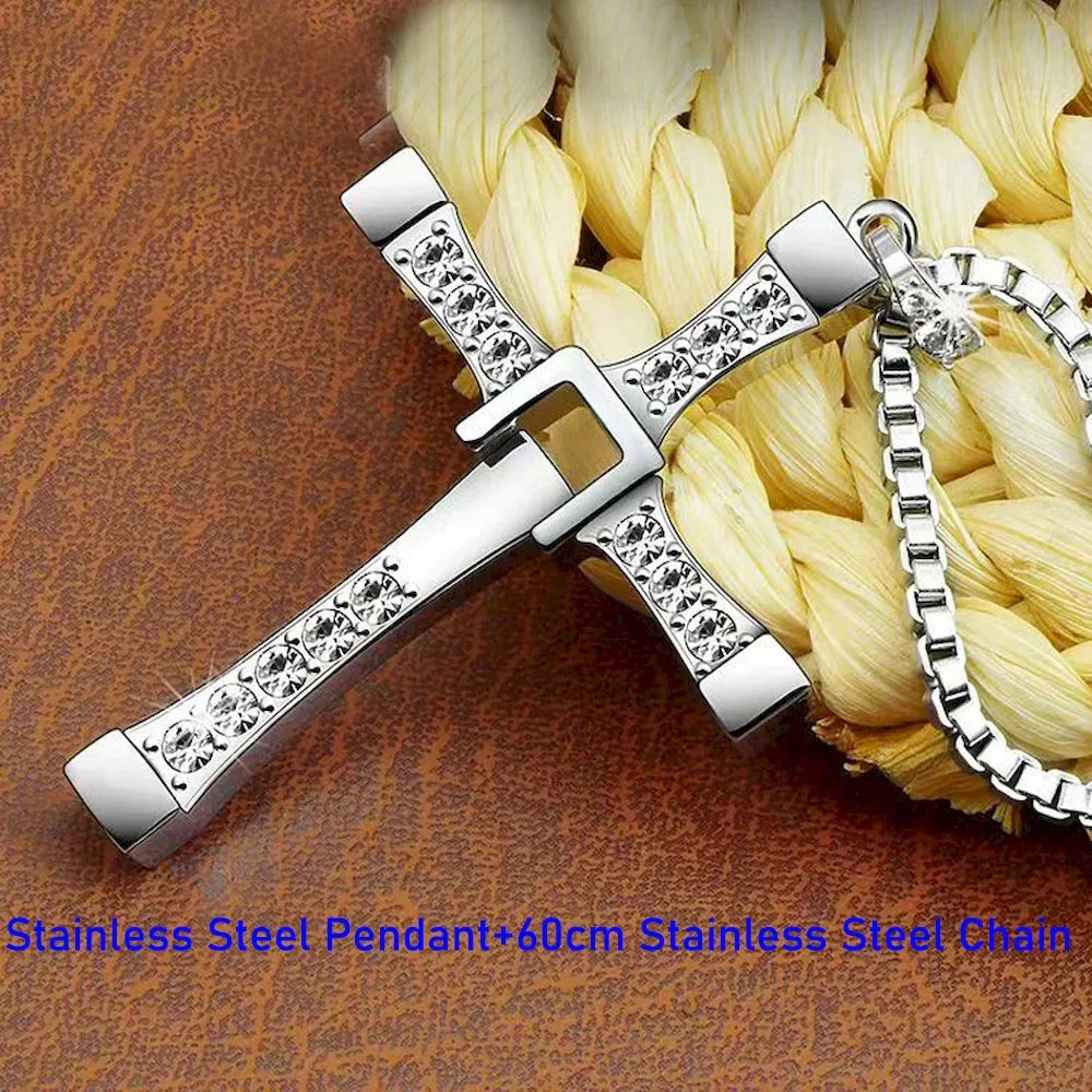 60cm Length Stainless Steel Pendant Necklace Solid 78*45mm Big Size Cross Men Waterproof Neck Jewelry Drop Shipping