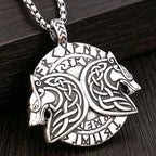 Stainless Steel Viking Fenrir Wolf Pendant Necklace Vintage Nordic Rune Men Jewelry Best Gift Wholesale Dropshipping