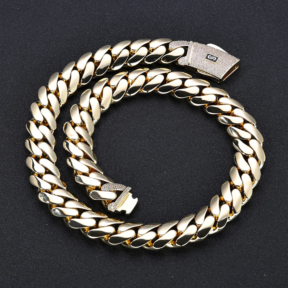 Gold Cuban Chain Necklace 14K Monaco