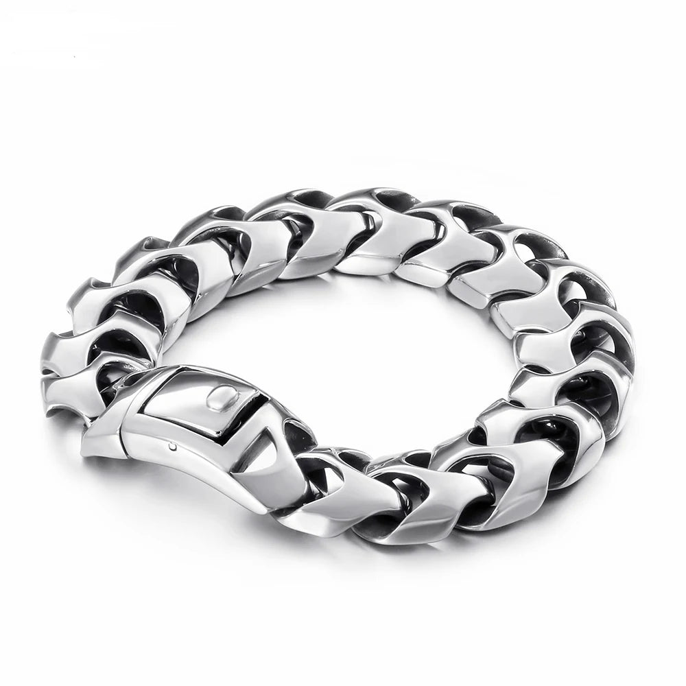 Punk Rock Viking Cuban Curb Bracelet Wrist Men Retro Hiphop Stainless Steel Charm Chain Male Dragon Bracelets Bangle