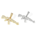 Iced Out Gun Pendant Necklace - Hip Hop Bling with Tennis & Rope Chains, Gold/Silver Plated for Men