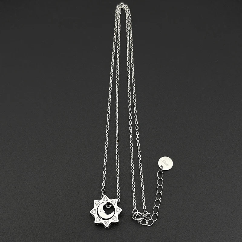 Iced Out Moon Silver Pendant Sterling Zircon Sun
