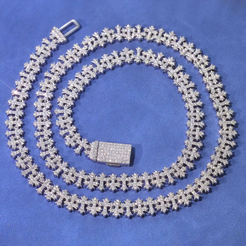 Iced Out Cross Chain Necklace Stainless Steel CZ