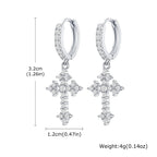 Jesus Cross Textured Dangle Earrings — Stainless Steel