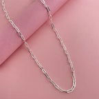 45-60cm 925 Sterling Silver 3mm Wide Paper Clip Necklace for Boys Girls Women Fine Jewelry Wedding Party