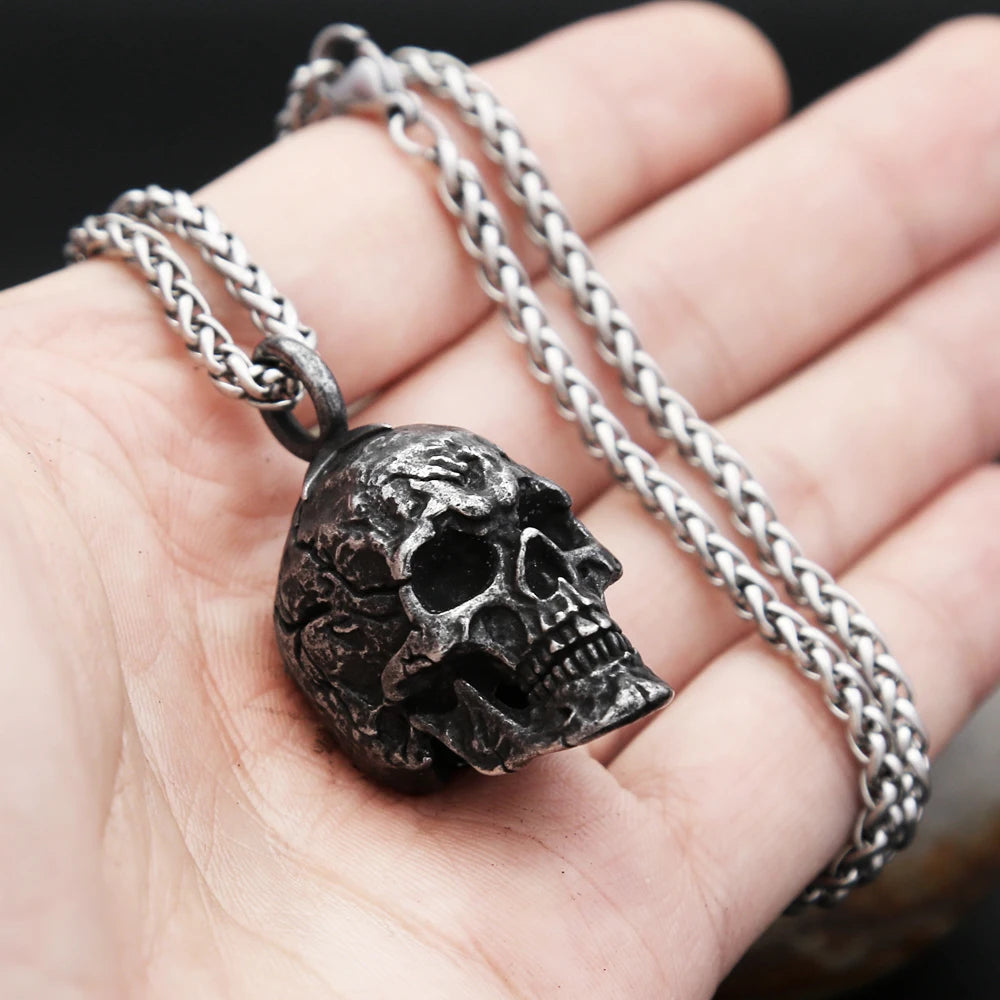 Gothic Skull Steel Pendant Vintage Dark Punk