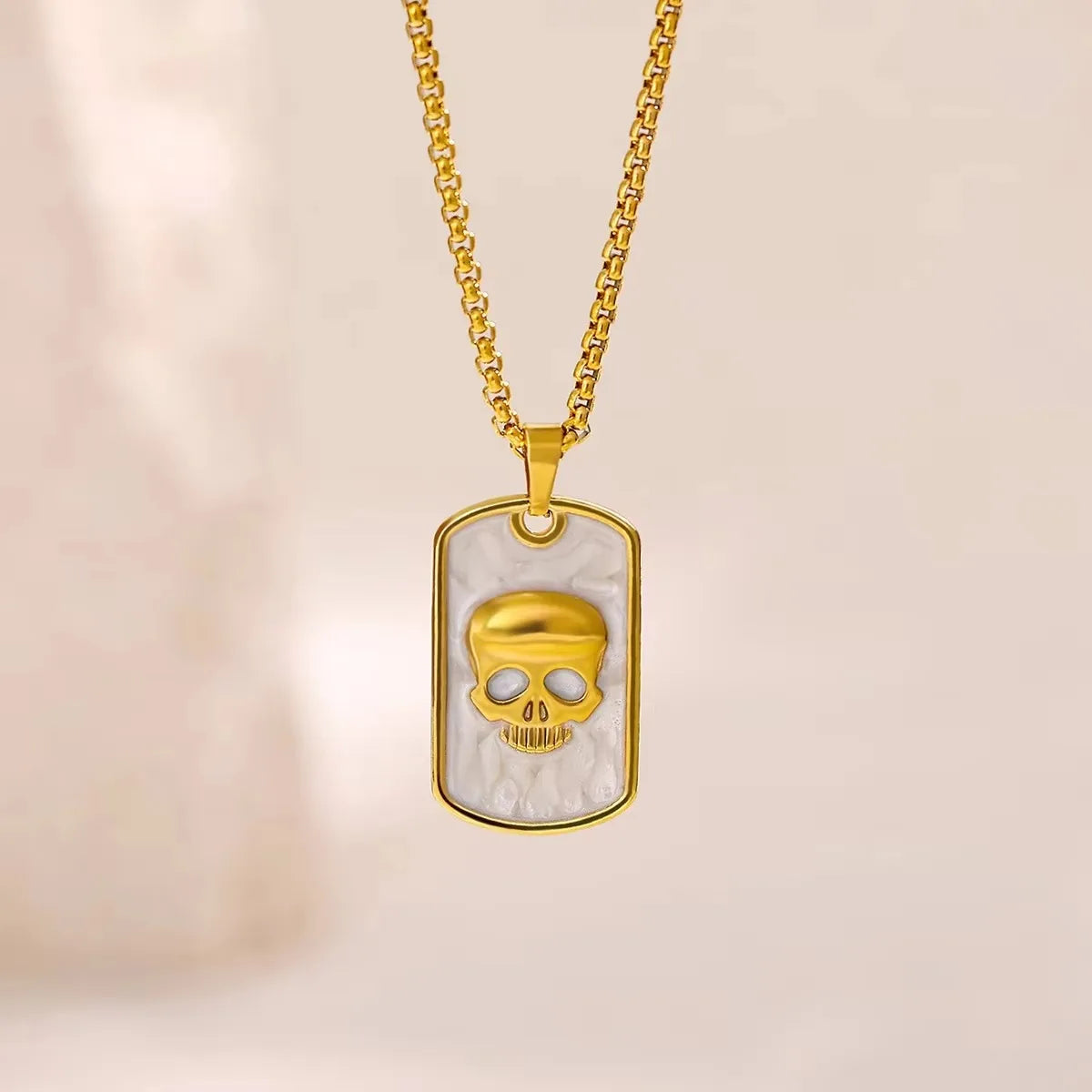Skull Pendant Necklace — Gold Stainless Steel