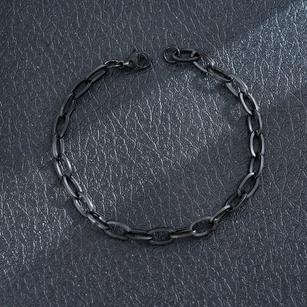 New Stylish Black Metal Chain Bracelets for Men Women Multiple Designs Punk Gothic 316L Stainless steel Jewelry Gift