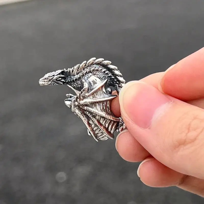 Dragon Rings for Men Women Gothic Punk Style Pterosaur Wings Opening Adjustable Rings Vintage Jewelry Accessories
