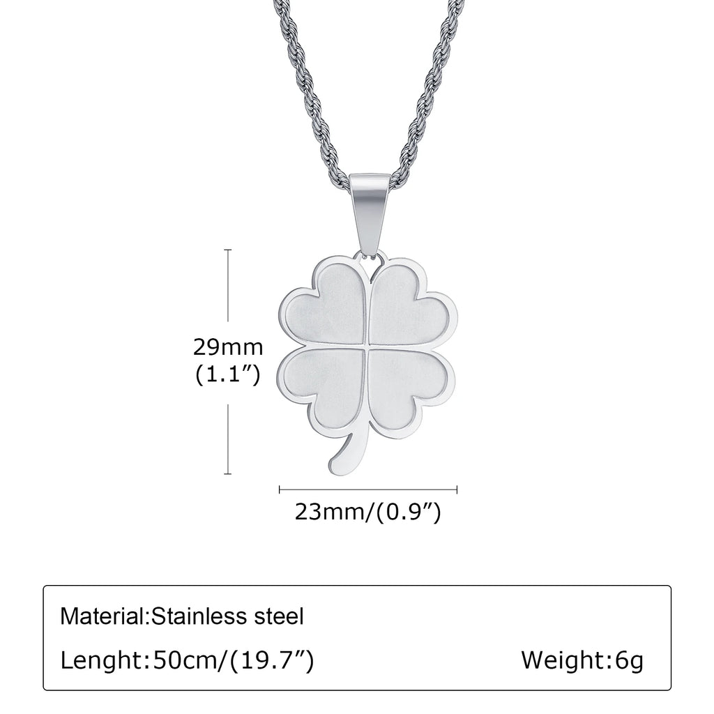 Four Leaf Clover Pendant Necklace — Stainless Steel