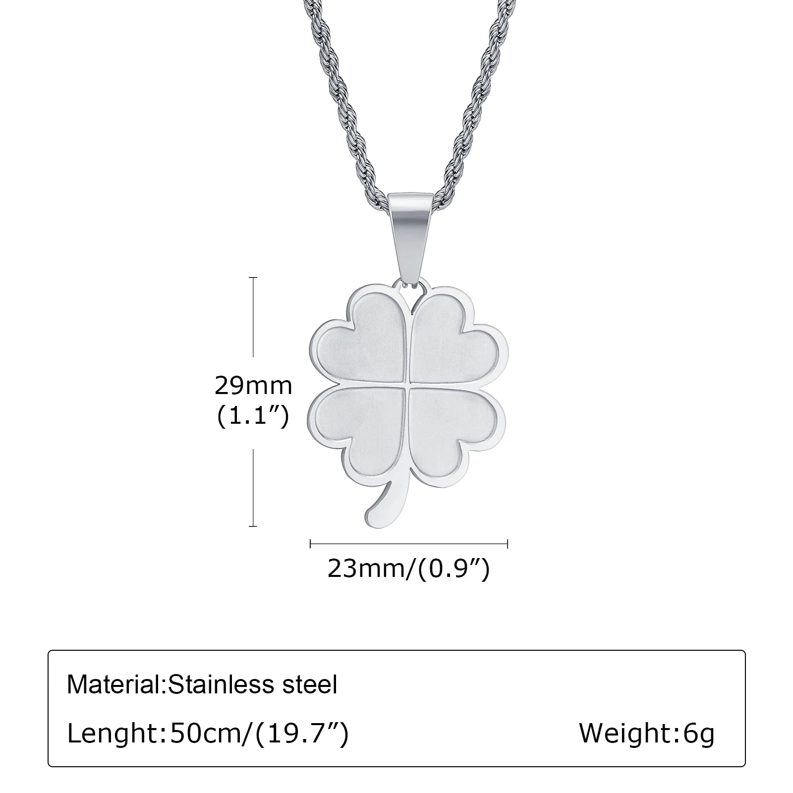 Four Leaf Clover Pendant Necklace — Stainless Steel