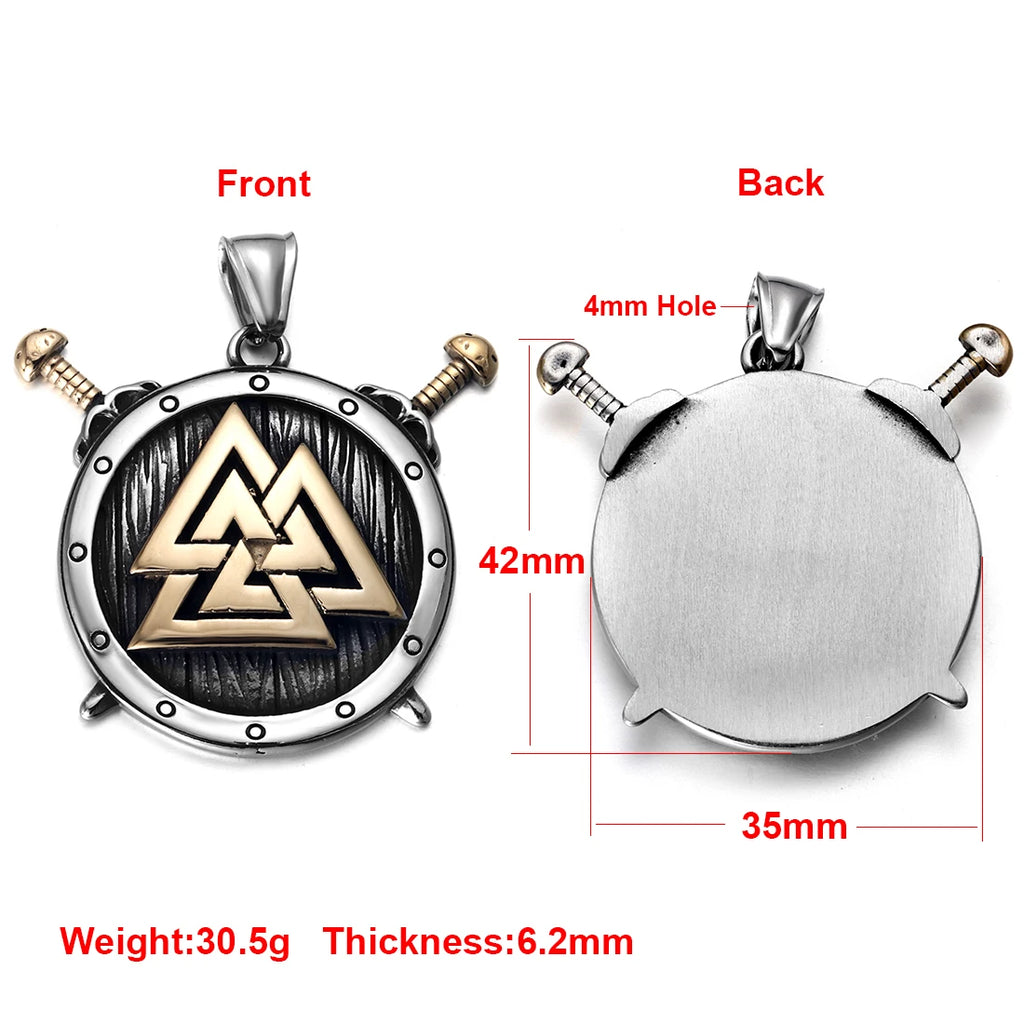 Norse Viking Rune Round Pendant Necklace — Stainless Steel