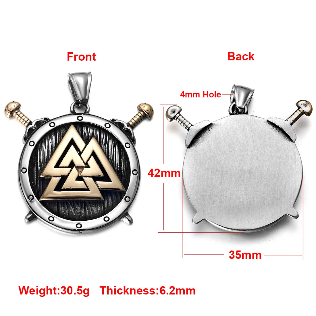 Norse Viking Rune Round Pendant Necklace — Stainless Steel